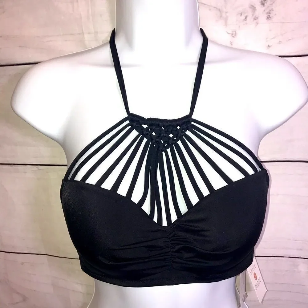 NEW Shade & Shore Macrame High Neck Bikini Top 34B